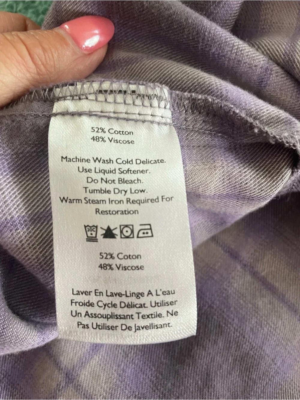 Eddie Bauer Lavender Plaid Button-Up Shirt and shorts pajamas